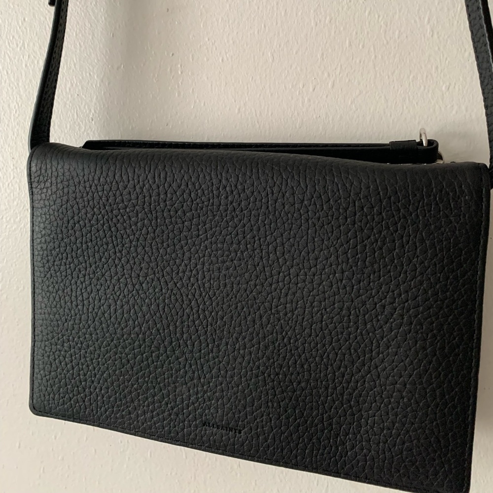 All Saints Fetch Chain Crossbody Wallet Bag Black